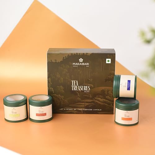 Image of Makaibari Select Gift Box 100g pack - A Curated Collection of Darjeeling's Finest: First Flush, Second Flush, Darjeeling Roasted, and Darjeeling Green Tea 25g each | Luxury Tea Hamper