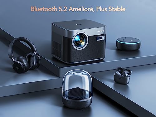 【auto focus/keystone】toptro vidéoprojecteur wifi bluetooth 4k 20000 lumens fhd 1080p, supporté avec système android & apps intégré, rétroprojecteur wifi 6 etièrement sellé home cinéma