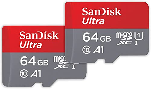SanDisk Ultra microSDXC UHS-I-Speicherkarte 64 GB + SD-Adapter 2er-Pack (Für Smartphones und Tablets, A1, Class 10, U1, Full HD-Videos, bis zu 140 MB/s Lesegeschwindigkeit)