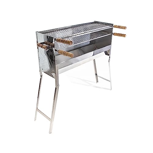 Churrasqueira Inox Espetinho Profissional Com 2 Grelha Inox Taman...