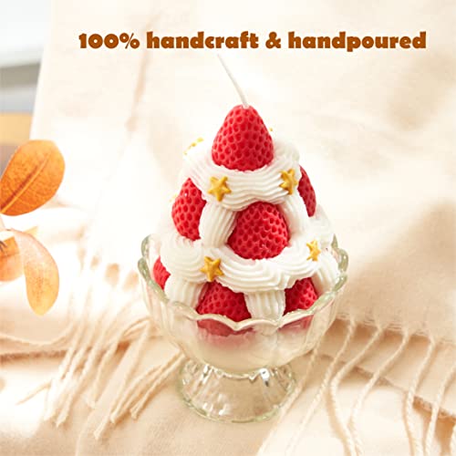 Okeylia Candle Gifts For Women Food Candles Ice Cream Candle Soy Wax Strawberry Cream Scented Cute Candle #TOP1