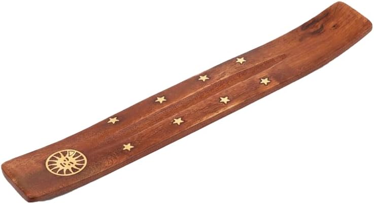 Wooden Incense Holder with Assorted Golden Designs, 25cm (Pack of 1)
