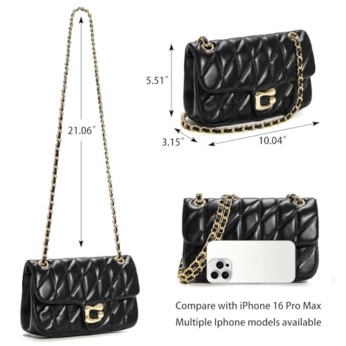 Quilted Crossbody Purse for Women Trendy - Ladies Shoulder Bag Leather Handbag Designer Evening Clutch with Chain Strap3