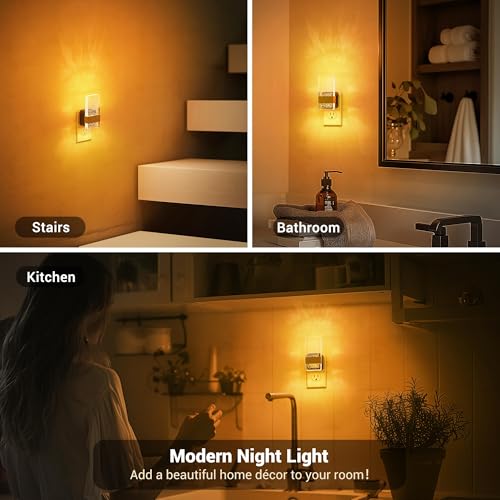 Image of JandCase Night Lights Plug into Wall, Dusk to Dawn Sensor, Acrylic Bubble Design, 0-100lm Adjustable Brightness, for Bedroom, Bathroom, Living Room, Hallway