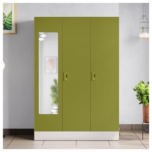 GODREJ INTERIO Slimline 3 Door M2 Steel Almirah Locker, Tex Green Leaf