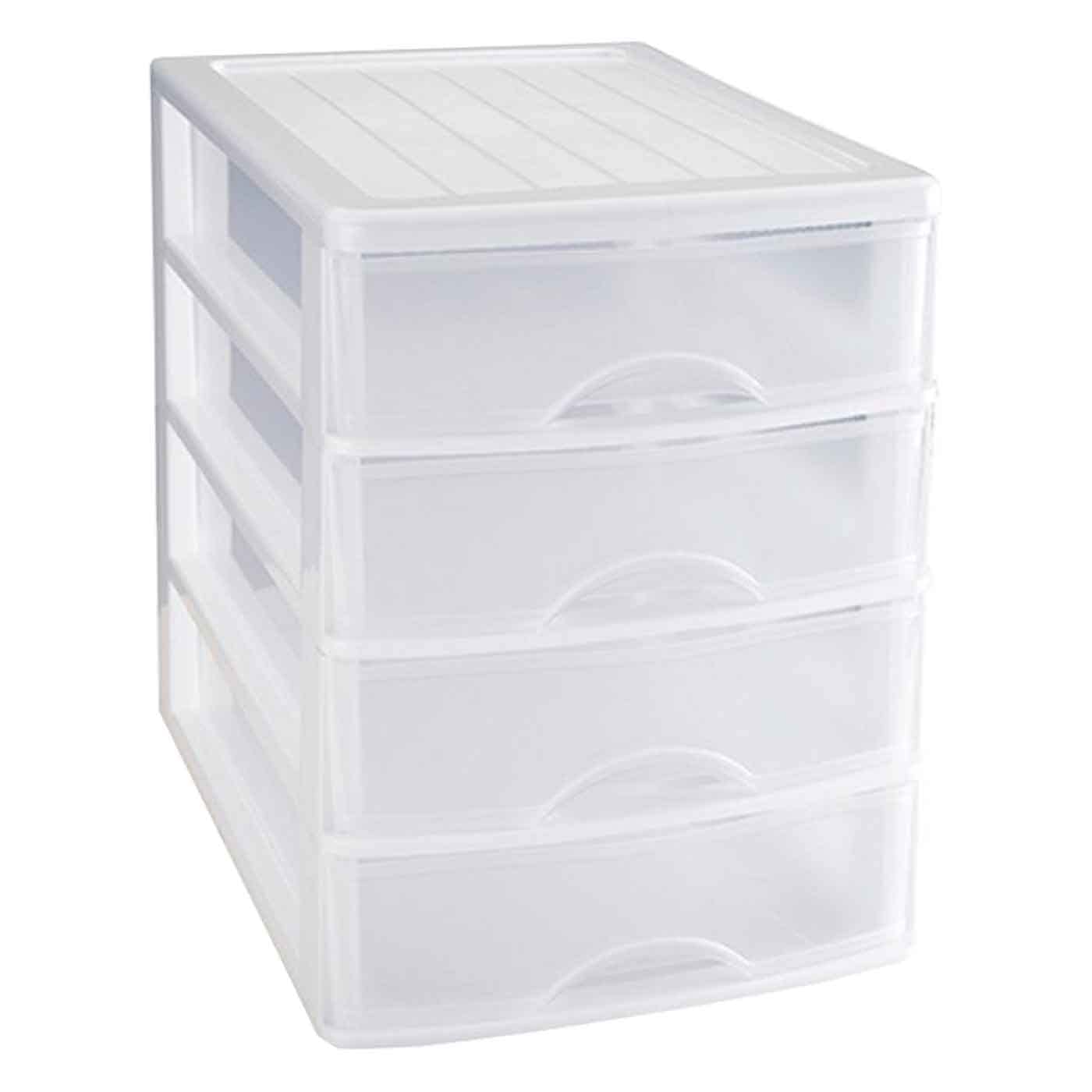 AC - Cajonera de Almacenamiento Sobremesa con 4 cajones, Torre de Almacenamiento Multiusos para Oficina, hogar, Escuela, etc. 35,3 x 26,5 x 35,3 cm Color Blanco.