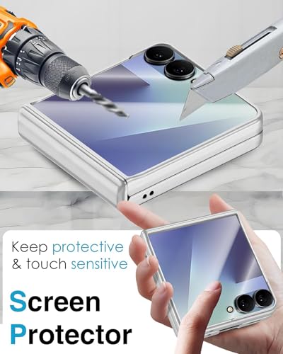 Image of Kapa Ultra Thin Back Cover for Galaxy Z Flip7 / Z Flip 7 | with [Magnetic Hinge Protection] and Inbuilt Glass Window Protection (Silver)