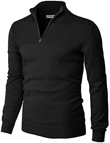 H2H Mens Quarter Zip Pullover Sweater Casual Slim Fit Polo Sweate...