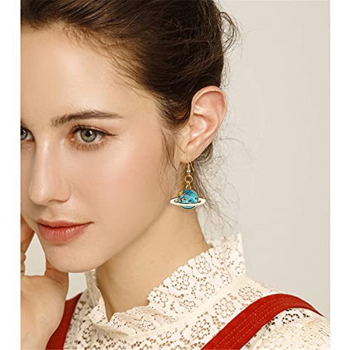 Unique Creative White Astronaut Stud Earrings Asymmetric Spaceman Star Moon Earrings Blue Planet Cloud Stud Dangle Earrings3