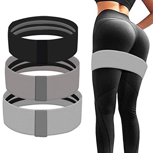 Booty Bands, Set of 3 Resistance Bands for Legs and Butt, Exercise Bands Set Booty Band Hip Bands Wide Workout Bands Sports Bands Resistance Loops Band Anti Slip Elastic (Black, Gray, Light Gray)