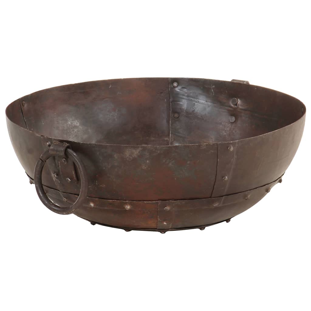 Brasero rústico de hierro de 40 cm de diámetro, diseño marrón, para jardín, terraza, balcón, anillo portátil para noches acogedoras con calor