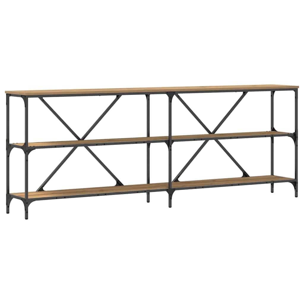 Tavolo Consolle da Ingresso Rovere Artigianale 200x30x75 cm | Mobile stretto salvaspazio in legno ingegnerizzato, ideale per esporre decorazioni in corridoio o soggiorno.