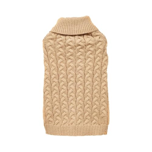 FANSU Pullover für kleine Hunde, weicher Rollkragen, dick, gestrickt, für Welpen, einfarbig, für kleine, mittelgroße und große Hunde und Katzen, warmes Haustier-Weihnachts-Winter-Outfit (XS, Khaki)