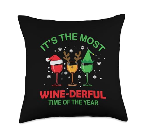 Wine Xmas Pajama PJ Funny Men Women Throw Pillow