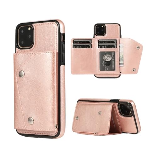 Étui portefeuille iPhone 16 Pro Max Rose Gold en cuir avec fermeture éclair