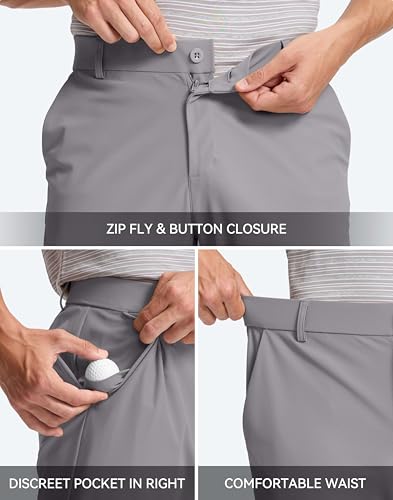 Image of Pudolla Men's Golf Pants 30 inch /32 inch /34 inch Comfy Stretch Dress Work Pants Lightweight Quick Dry Casual Slacks Trousers with Pockets