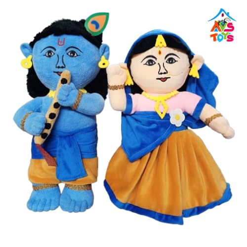Image of AVS Hindu Religious God Soft Toy Kids | Home Decor Hindu God Radha Ji & Krishna Ji | Stuffed Toys for Boys & Girls Toy for Car Dashboard, Temple & Gifting (35cm)