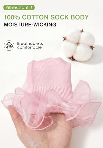 Image of Komorebi Big Ruffle Ankle Socks Women-Lace Frilly Cute Socks-Soft Cotton Girls Sock