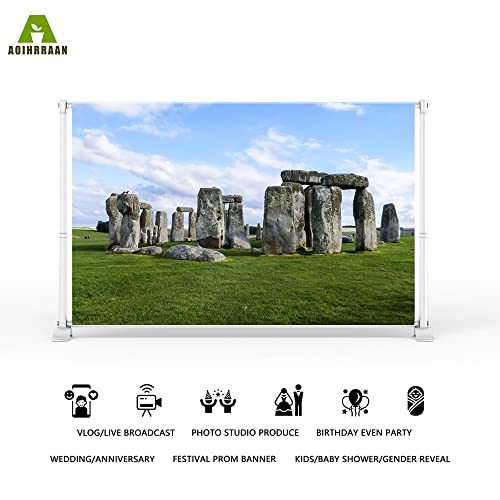 Aoihrraan 3x2m Stonehenge Backdrop European Famous Culture Temple Ruins Stones Green Grass Plain Photography Background Wedding Shoots Kids Adults Outdoor Travel Portrait Photo Studio Props - Image 2