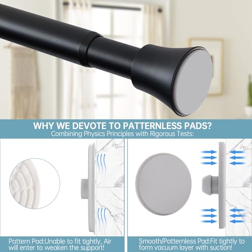 EBOATOP Black Shower Curtain Rod - Tension Curtain Rod Adjustable 32 to 78 inch Spring Tension Shower Rod No Drilling Non Slip, Matte Black