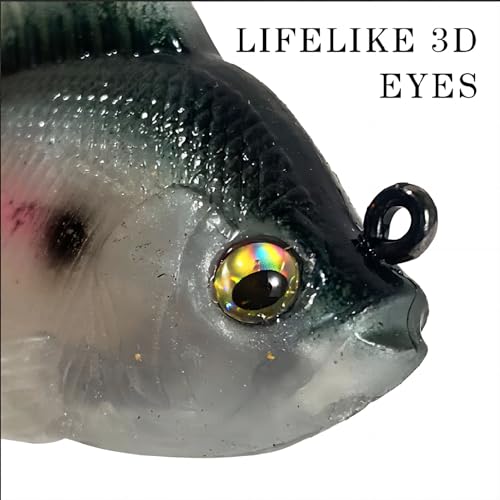 2/3oz Pulse Tail Bluegill Soft Plastic Bait Jig,Freshwater and Saltwater Fishing Lures for Bass Fishing Gear. (Gold)
