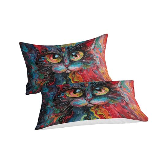Parure de lit chat 3D King size 220x240 avec taies d'oreiller douces
