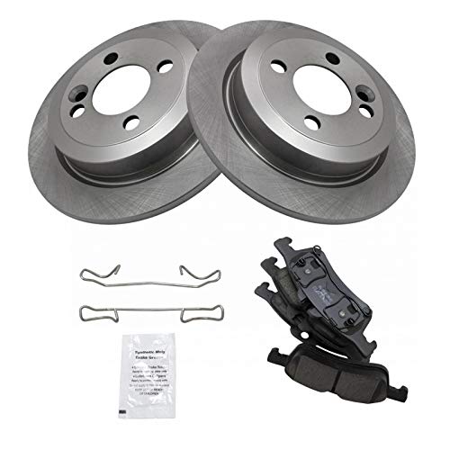 Image of TRQ Rear Brake Pad and Rotor Set Ceramic Solid Rotors | For 2007-2008 Mini Cooper