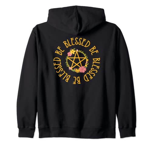 Blessed Be Midsummer Floral Pentáculo Wiccan Cheeky Witch Sudadera con Capucha
