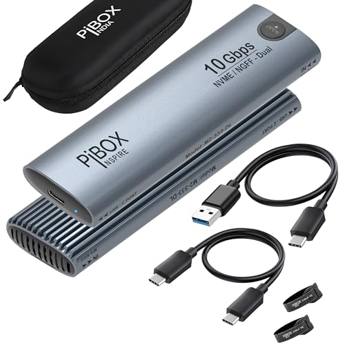 NVME M2 Enclosure, PiBOX India NVMe / NGFF SATA Dual Protocol SSD Enclosure – USB 3.2 10Gbps, Tool-Free M.2 NVMe Case, PCI-E NVMe Reader, USB-C, Supports M & B&M Keys, 2230/2242/2260/2280 SSD RTL9210B For Rs. 1199 @ 52 %