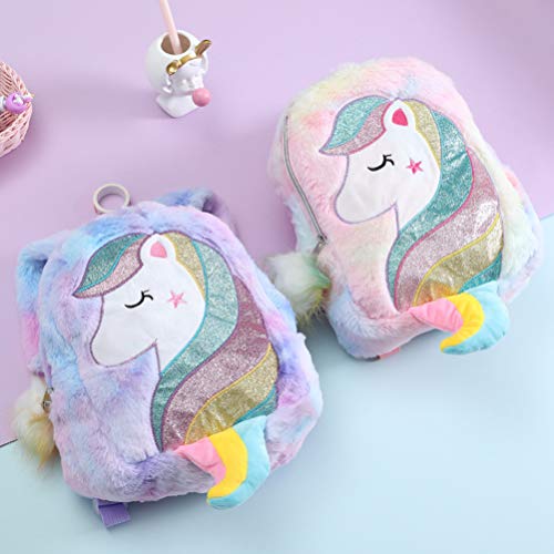 KESYOO Bolsa de Ombro Infantil Roxa Bolsa de Pelúcia Unicórnio para Esportes ao Ar Livre, Roxa, 28X2