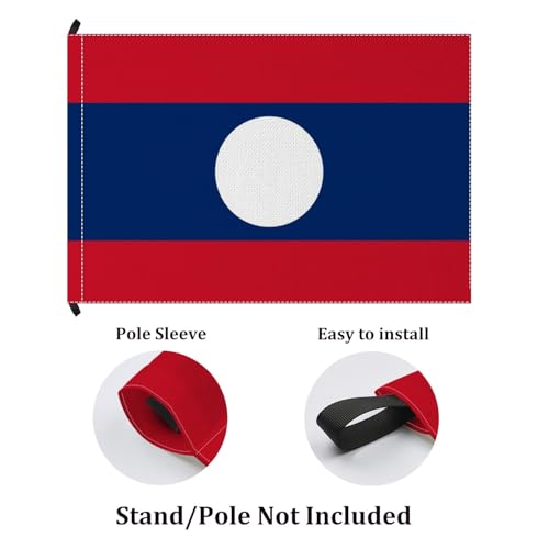 Drapeau du Laos double face résistant aux UV et intempéries avec coutures renforcées - 3
