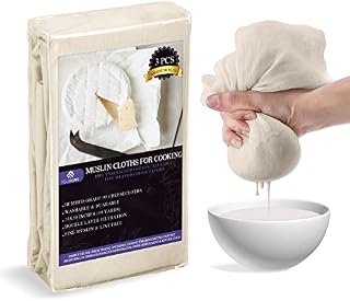 Felihome Pack of 3 - Muslin Cloth for Cooking 50x50 cm, Cheese Cloths for Straining & Baking, Cheesecloth with Hemmed Edges, Unbleached Cotton Grade 90, Reusable Muslin Cloths for Cooking