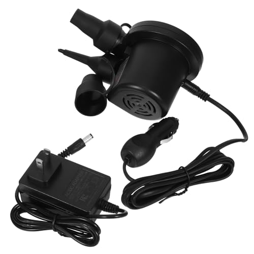 INOOMP 1 Set Compact Air Inflator with Nozzles for Quick Inflation Deflation for Camping Inflatable Beds Pool Low Noise US Plug