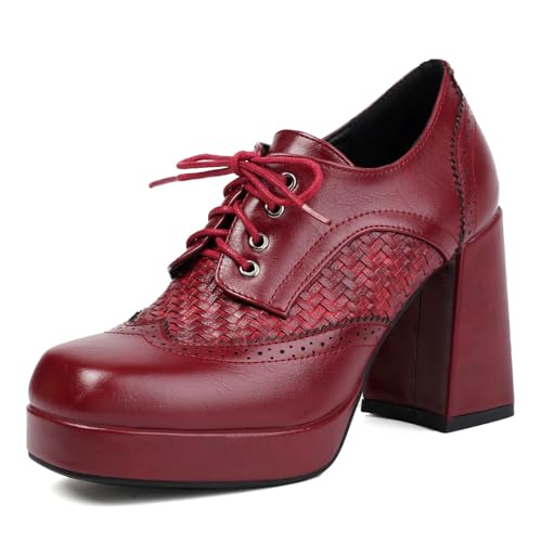 Richelieu femme à talon carré Lizoleor et lacets oxford style rétro chic