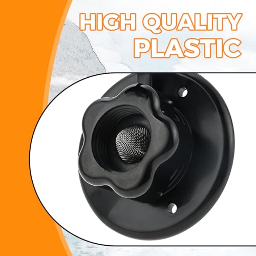 Image of RV City Water Fill Inlet, RV Water Hose Connector, Plastic Flange with Check Valve, Threaded Tube Flange Length 3 inchto 1 /2 inch, for Camper, Trailer, Marine (Black)