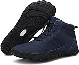 Botas Descalzas de Invierno | Calzado de Caminata Zapatos Descalzos Impermeables de Invierno, Botas de Senderismo for Caminar for Mujeres Hombres Trail Running Saludable Antideslizante(Blue,47 EU)
