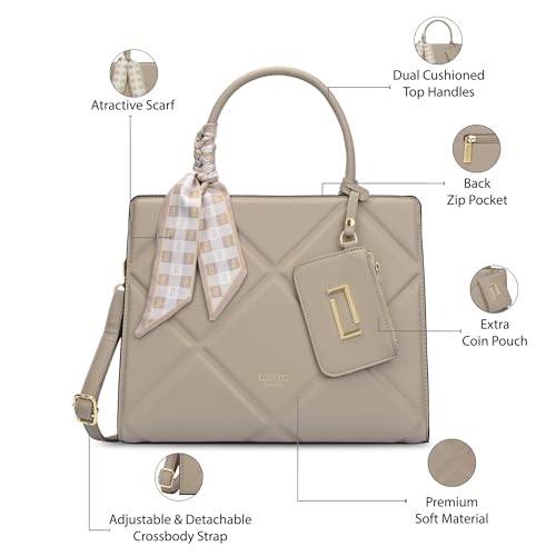 Image of Lavie Luxe Women's Quare26 Extra Large Laptop Satchel Bag | Upto 14 Inch | Satchel Handbag for Work | Ladies Purse | Stylish Shoulder Bag | Gift for Women