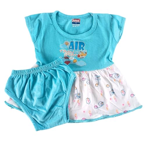 Image of Baby Girl Cotton A-Line Frock with Pant Combo (Pack of 3)