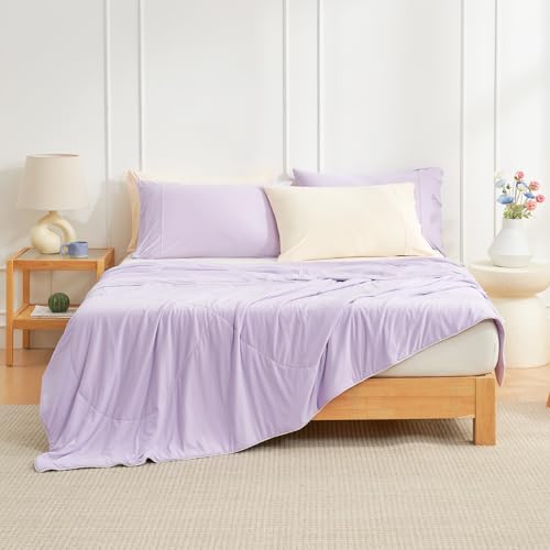 Cozy Bliss Cooling Comforter Twin Size, Cooling Blankets for Hot Sleepers and Night Sweats, Purple Summer Comforter for Twin Size Bed, Breathable Soft Lightweight Silk Smooth