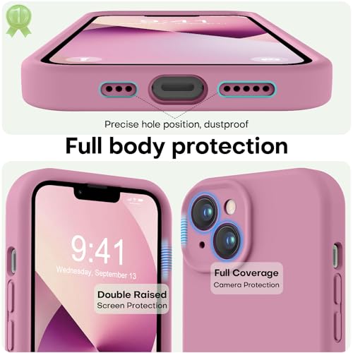Image of LOVE 3000 Designed for iPhone 13 Case, Premium Silicone with [Camera Protection] [Soft Anti-Scratch Microfiber Lining] Shockproof Protective Case for iPhone 13 Women Men Girls 6.1 inch, Lavender Purple