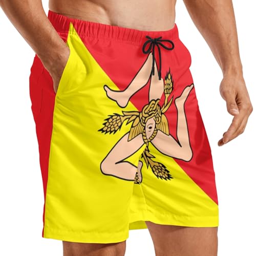 Sicilian Flag Men's Swim Trunks Beach Shorts with Pockets Athletic Pant S2