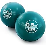 Core Balance Weighted Toning Balls, 2 x 0.5kg Soft Hand Held Pilates Yoga Exercise Fitness Rehab Recovery Balls, Sand Filled, Smooth Touch PVC Shell for Firm & Comfy Grip (Pair of 0.5kg Balls)