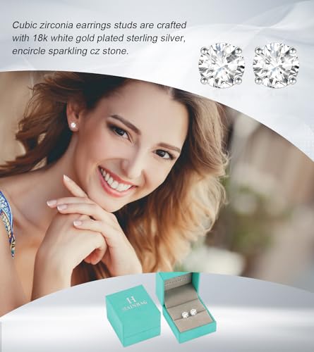 Hainbag CZ-1CT-4P Cubic Zirconia Stud Earrings: 6.5Mm 1Ct Round Diamond Cz Studs thumb #2