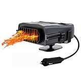 COMBLU Calentador de ventilador de coche, automático, 2 en 1, 12 V, 150 W, portátil, calentamiento rápido, calentador de coche giratorio de 360 grados con enchufe para encendedor de cigarrillos,
