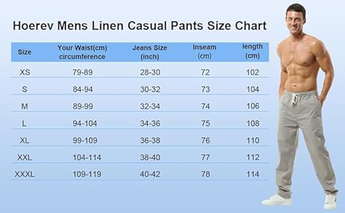 HOEREV Men Casual Strandhosen Leinen Hose – Bild 3