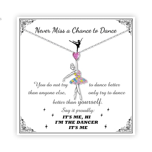 SmileBelle Dance Recital Gifts for Girls Dance Necklace Heart Pendant Handmade Jewelry as Dancer Birthday Gift for Her Sparkly Dance Stuff Jewelry as Dances Outfit for Dancer Daughter Nephews