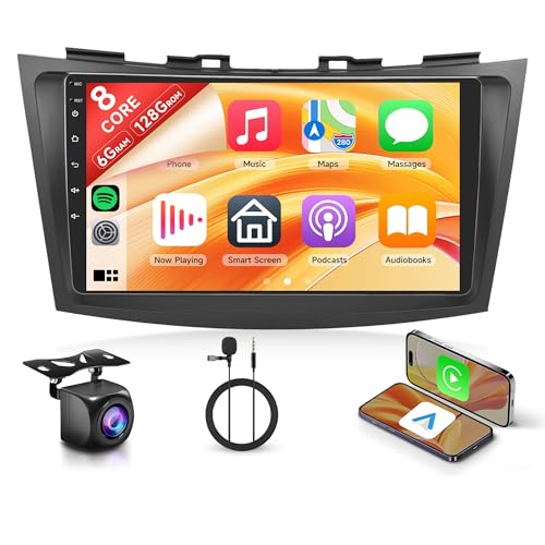 6G+128G 8 Cœurs Autoradio pour Suzuki Swift 2011-2017 Suzuki Ertiga 2012-2017 9'' écran Tactile Android 15 Carplay Android Auto sans Fil Mirror Link...