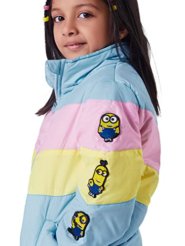 Image of The Souled Store| Official Minions: Characters Girls and Kids Jackets| Regular Fit Graphic Printed|Full Sleeve|100% Polyester Multicolored Girls Puffer Jackets