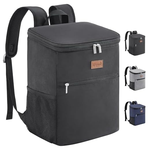 Lifewit 24L Kühl Rucksack Kühlrucksack Kühltasche Picknicktasche Groß Isoliert Cooler Bag Männer Frauen für Strand/Picknick/Camping/BBQ/Wandern (schwarz 24L)