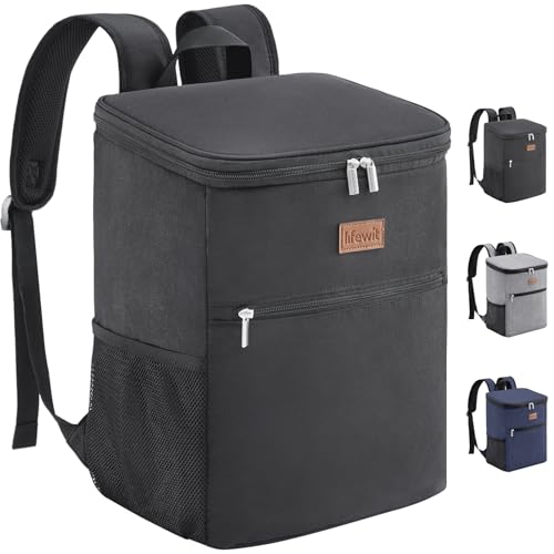 Lifewit Mochila Nevera 24L (30 Latas), Mochilas Neveras Portatil Isotermica, Bolsa Termica Porta Alimentos Impermeable, Cooler Bag para Playa, Picnic, Camping, Viaje, Trabajo, Negro